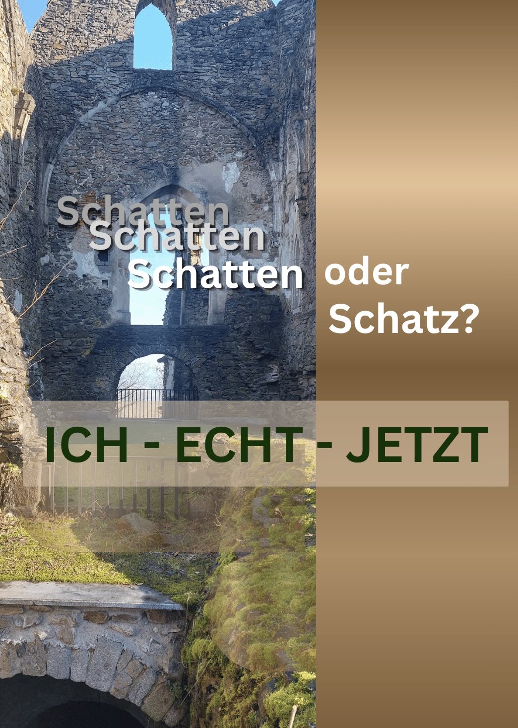 Das Bild zeigt eine Ruine mit Licht und Schatten